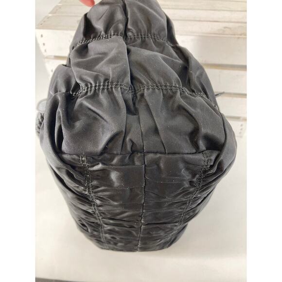 PRADA LARGE BLACK NYLON HANDBAG WITH BRAIDED LEATHER HANDLES - Picture 5 of 16